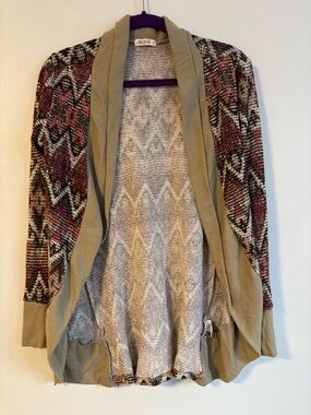 Zigzag Pattern Knit Open Cardigan Neutral Fall Colours Ardene Size Large